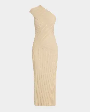 Minda Metallic One Shoulder Dress