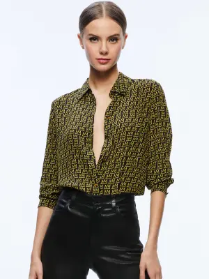 Ilan Pleated Blouson Sleeve Button Front Blouse In Essential