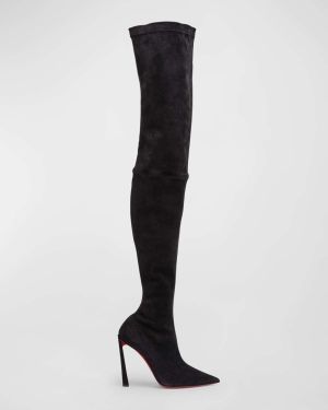Christian Louboutin Astrilarge Botta Pika Red Sole Studded Suede Knee-High  Boots in 2023