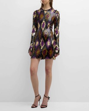 Emilio Pucci Abstract-Print Cowl-Neck Open-Back Mini Dress