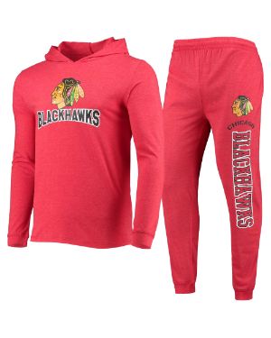 Men's Fanatics Branded Red/Black Chicago Blackhawks Super Mission Slapshot Lace-Up Pullover Sweatshirt