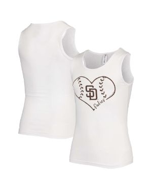 The Wild Collective White San Diego Padres Open Back Twist-Tie Tank Top