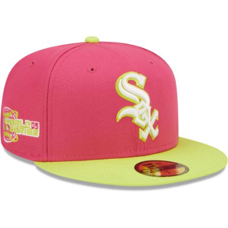 New Era Men's Pink Chicago White Sox 2005 World Series Champions Beetroot  Cyber 59FIFTY Fitted Hat