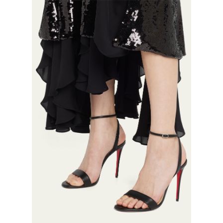 Christian Louboutin Lip Queen Patent Red Sole Sandals in Black