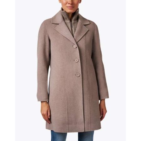 Rib Sleeve Notch Collar Coat - Kinross Cashmere