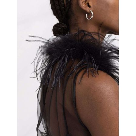 STYLAND Sheer feather-trimmed Blouse - Farfetch