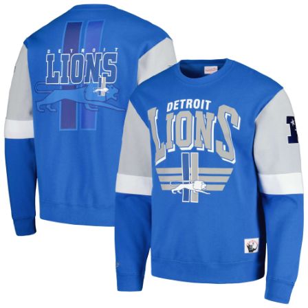 Men's Mitchell & Ness Blue Detroit Lions Gri