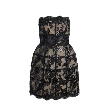 Gerda Strapless Sequin Lace Mini Gown In Black