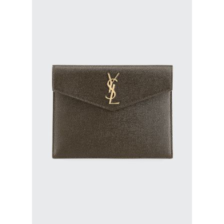Uptown YSL-plaque leather clutch bag | Saint Laurent