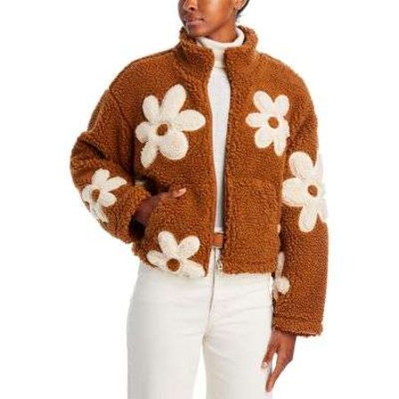Floral faux shearling jacket