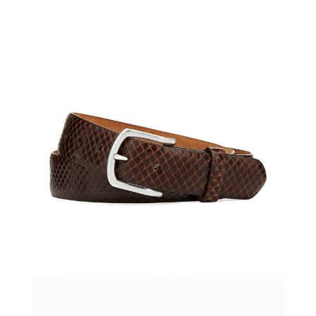 Neiman Marcus Brown Crocodile & Lizard Men's Belt