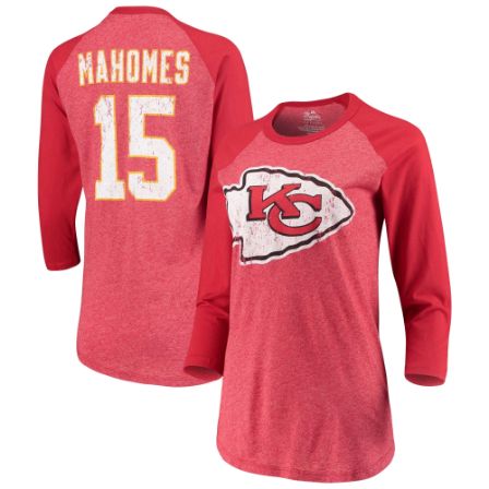 Patrick Mahomes Kansas City Chiefs Player Icon Name & Number T-Shirt – Red
