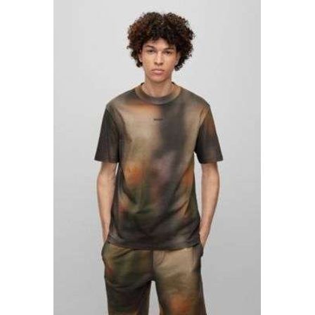 HUGO - Cotton-jersey T-shirt with bleached camouflage print