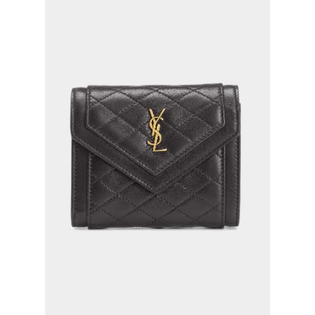 Shop Saint Laurent Gaby Large Flap Wallet in Quilted Lambskin