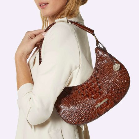 Bekka Leather Shoulder Bag, Ivory Iguana