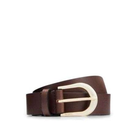 BOSS - Italian-made leather belt with logo-engraved buckle