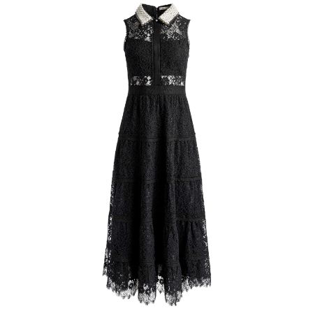 Anaya Embellished Collar Lace Midi Dress In Black