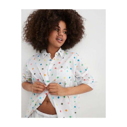 Aerie Smiley® Poplin PJ-to-Party Shirt - Pajamas