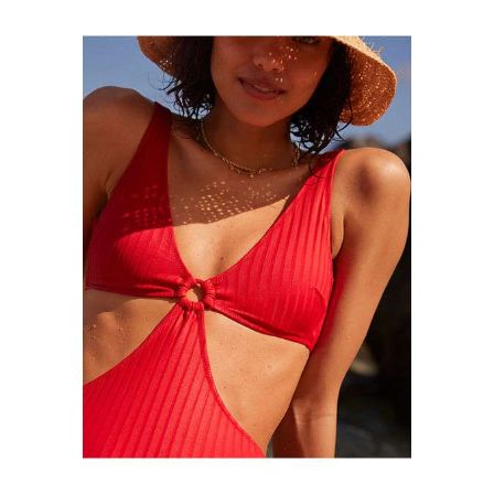 Aerie Wide Rib Cut Out Ring One Piece Swimsuit