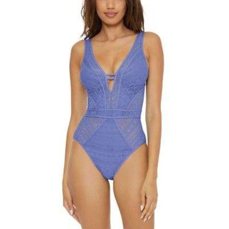 BECCA by Rebecca Virtue Color Play Crochet Plunge One-Piece