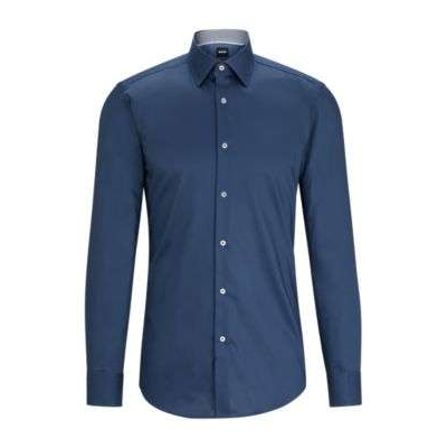 Slim-fit shirt in easy-iron cotton poplin