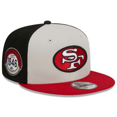 New Era Men's Black, Scarlet San Francisco 49Ers Pinstripe 9Fifty Snapback  Hat
